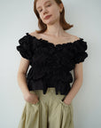 Shirring puff volume tops