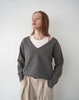 【予約販売】-10月下旬発送-Deep Vneck layered knit SET
