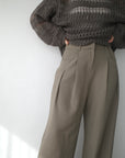 Side pleats slacks pants