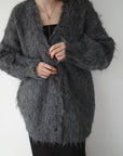 Shaggy mohair long cardigan
