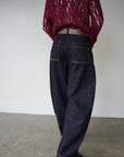 Belt curve denim pants