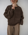 Low Gauge Texture Zip Cardigan