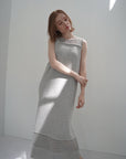 Slab flannel knit one-piece