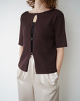 Front button half sleeve top
