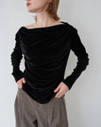 【予約販売】10月上旬-発送 Unbalance gather sier velours tops