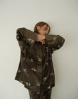 Velours flower pattern Shirt