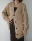 Shaggy mohair long cardigan
