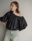 Leather like off shoulder top