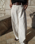 Belt curve denim pants
