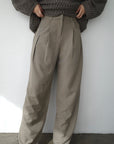 Side pleats slacks pants