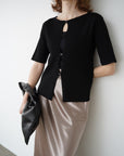 Front button half sleeve top
