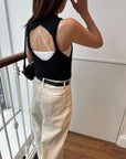 Back open knit tops