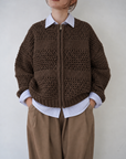 Low Gauge Texture Zip Cardigan