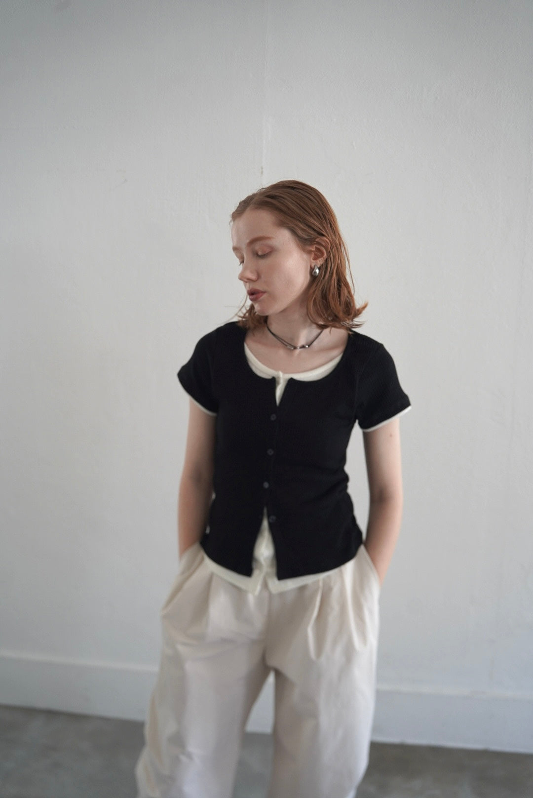トップス WELINOA LAYERED LIB HALF SLEEVE TOPS 7/29-再入荷】Layered lib half sleeve tops – WELINOA