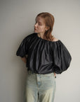 Leather like off shoulder top