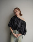 Leather like off shoulder top