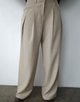 Side pleats slacks pants