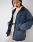 Corduroy Collar Two-Tone Jacket