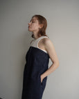 Denim bear zip one-piece