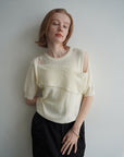 Cross design half sleeve knit