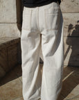 Belt curve denim pants