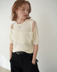 Cross design half sleeve knit