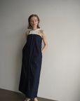 Denim bear zip one-piece