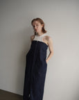 Denim bear zip one-piece