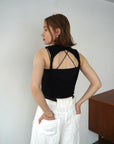 Back open knit tops