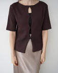 Front button half sleeve top