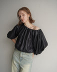 Leather like off shoulder top