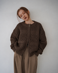 Low Gauge Texture Zip Cardigan