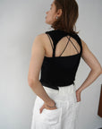 Back open knit tops