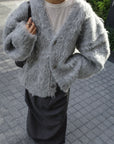 Shaggy mohair cardigan