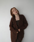 Shaggy mohair long cardigan