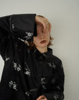 Velours flower pattern Shirt
