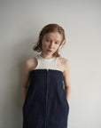 Denim bear zip one-piece