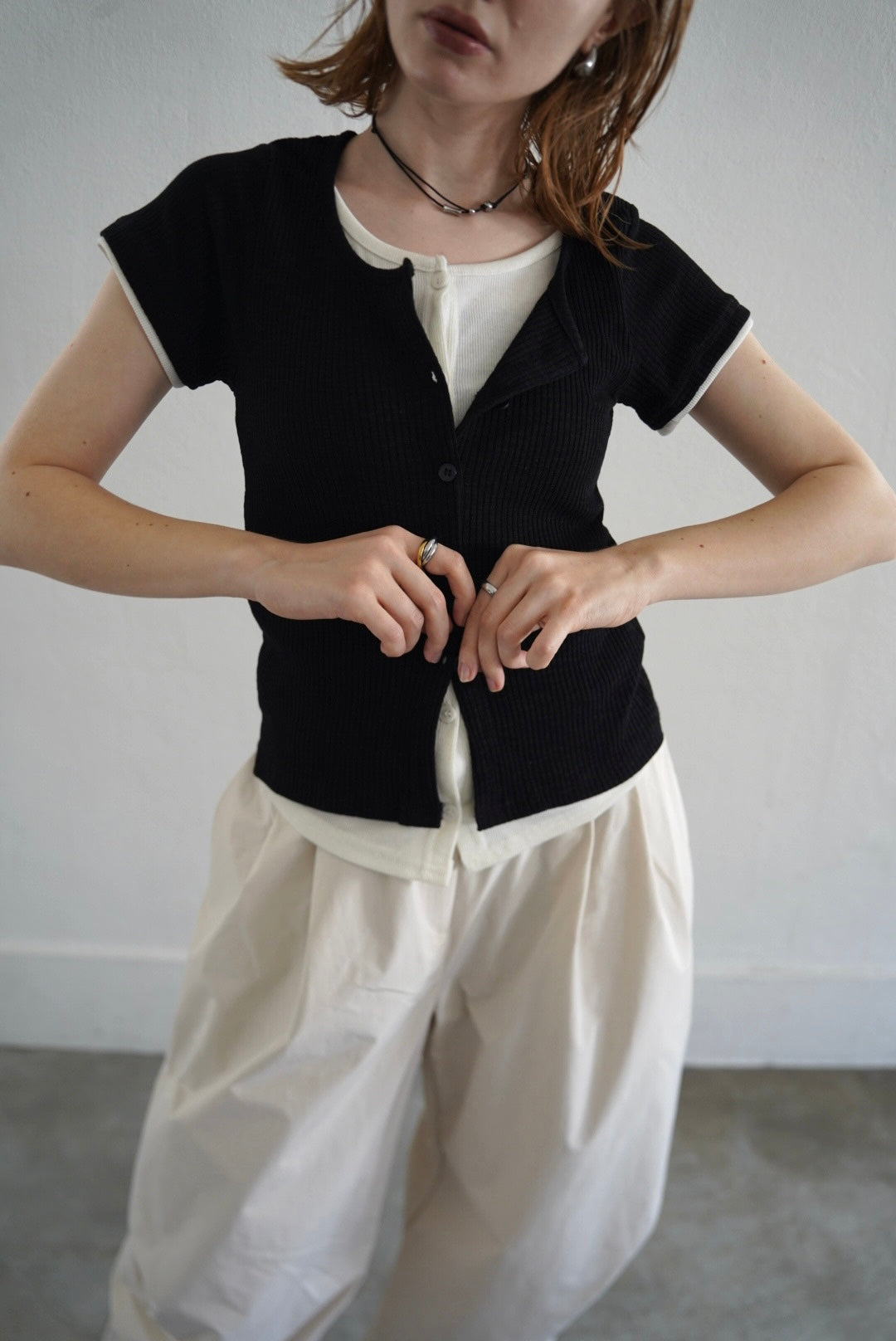 トップス WELINOA LAYERED LIB HALF SLEEVE TOPS 7/29-再入荷】Layered lib half sleeve tops – WELINOA