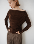 【予約販売】10月上旬-発送 Unbalance gather sier velours tops