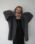 Shaggy mohair long cardigan