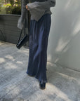 Satin wrinkle processing skirt