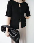 Front button half sleeve top
