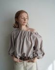 Leather like off shoulder top
