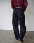 Belt curve denim pants