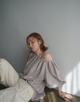 Leather like off shoulder top