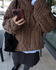 Asymmetric cable knit
