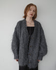 Shaggy mohair long cardigan