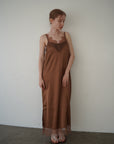 Race satin camisole one-piece