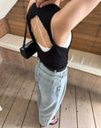 Back open knit tops