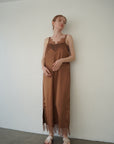 Race satin camisole one-piece